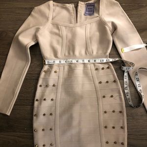 Gorgeous nude bandage dress with studs XS S